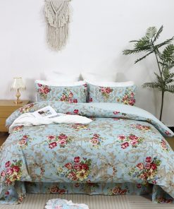 Juego de Cama de Lujo Clásico Boho Chic Shabby -Azul Peonía