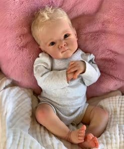 Muñeca Bebé Realista Rubia de Ojos Azules Suave Cuerpo de