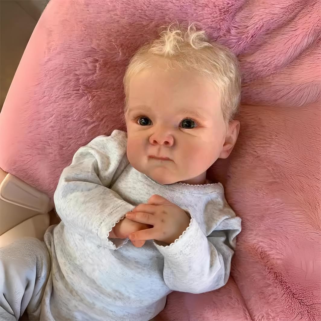 Muñeca Bebé Realista Rubia de Ojos Azules Suave Cuerpo de - Imagen 4