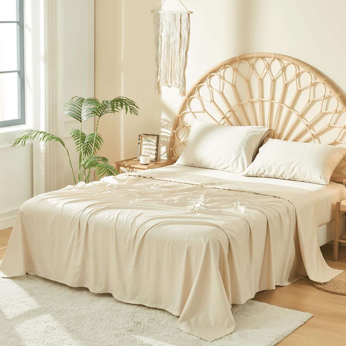 Juego de Sábanas 100% algodón de fibra larga DOZ, Sábana de
