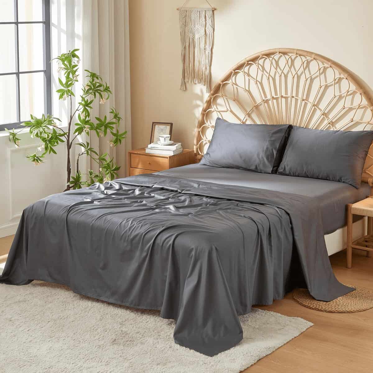 Juego de sábanas de algodón 100% de fibra larga DOZ, Suave