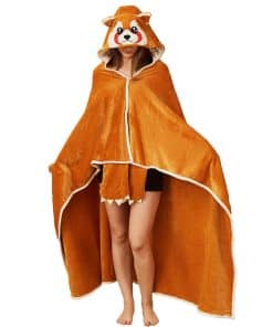 Manta con Capucha de Oso Panda Rojo, Manta Portátil Animal