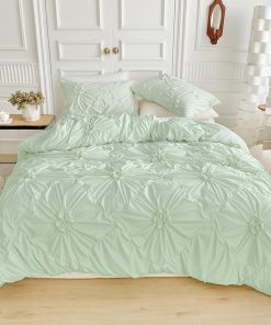 Funda de Edredón con Estampado de Flores en Verde Salvia