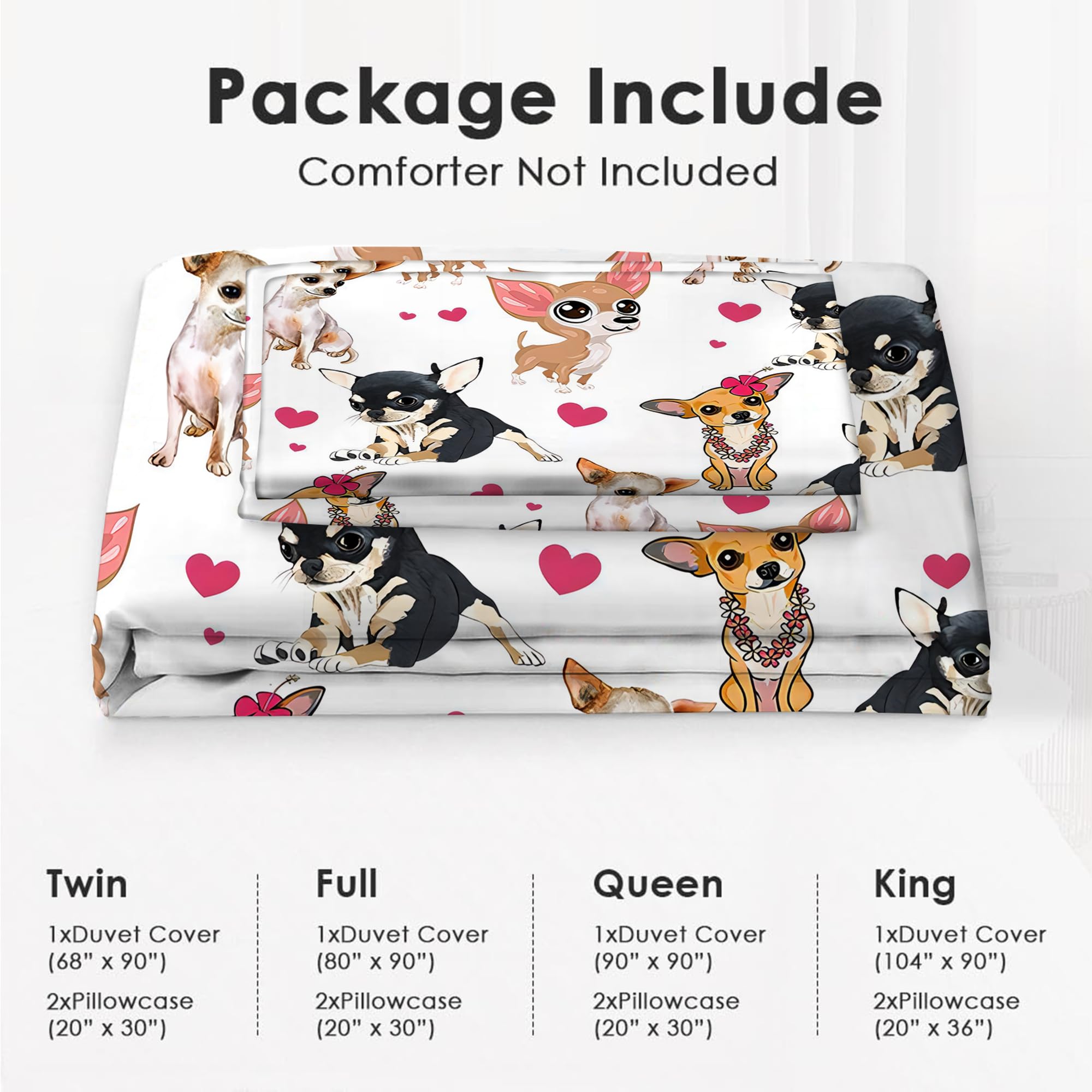 Conjunto de ropa de cama lindo Chihuahua perrito funda de - Imagen 7