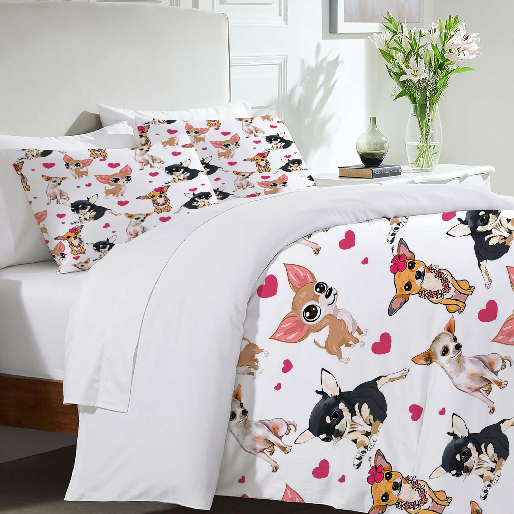 Conjunto de ropa de cama lindo Chihuahua perrito funda de - Imagen 5