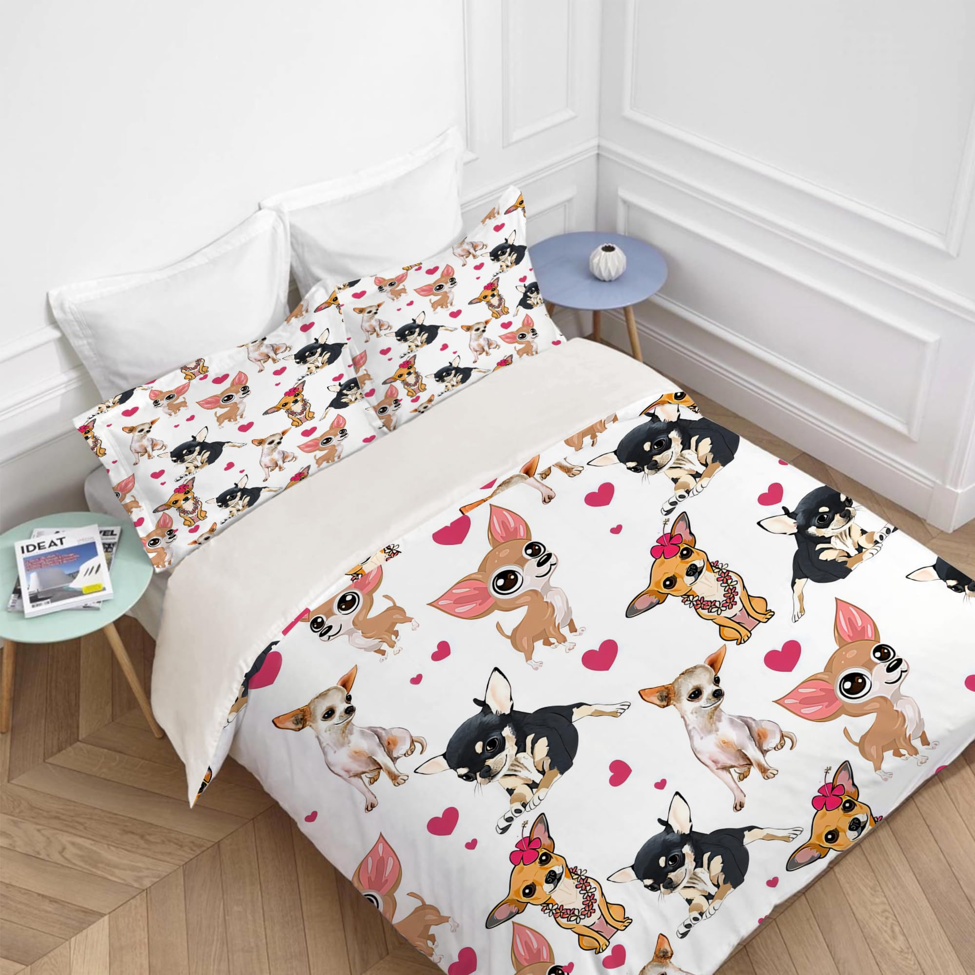Conjunto de ropa de cama lindo Chihuahua perrito funda de - Imagen 3