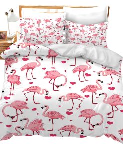 Set de Ropa de Cama con Estampado de Flamencos Rosa Funda