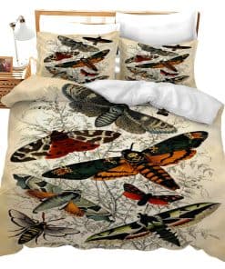 Set de Ropa de Cama con Tema de Polillas Juego de Funda de