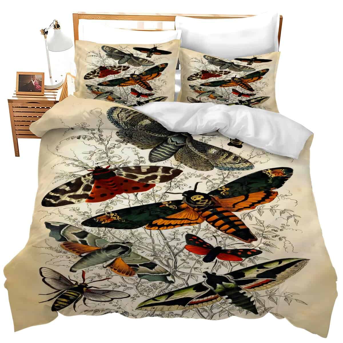 Set de Ropa de Cama con Tema de Polillas Juego de Funda de