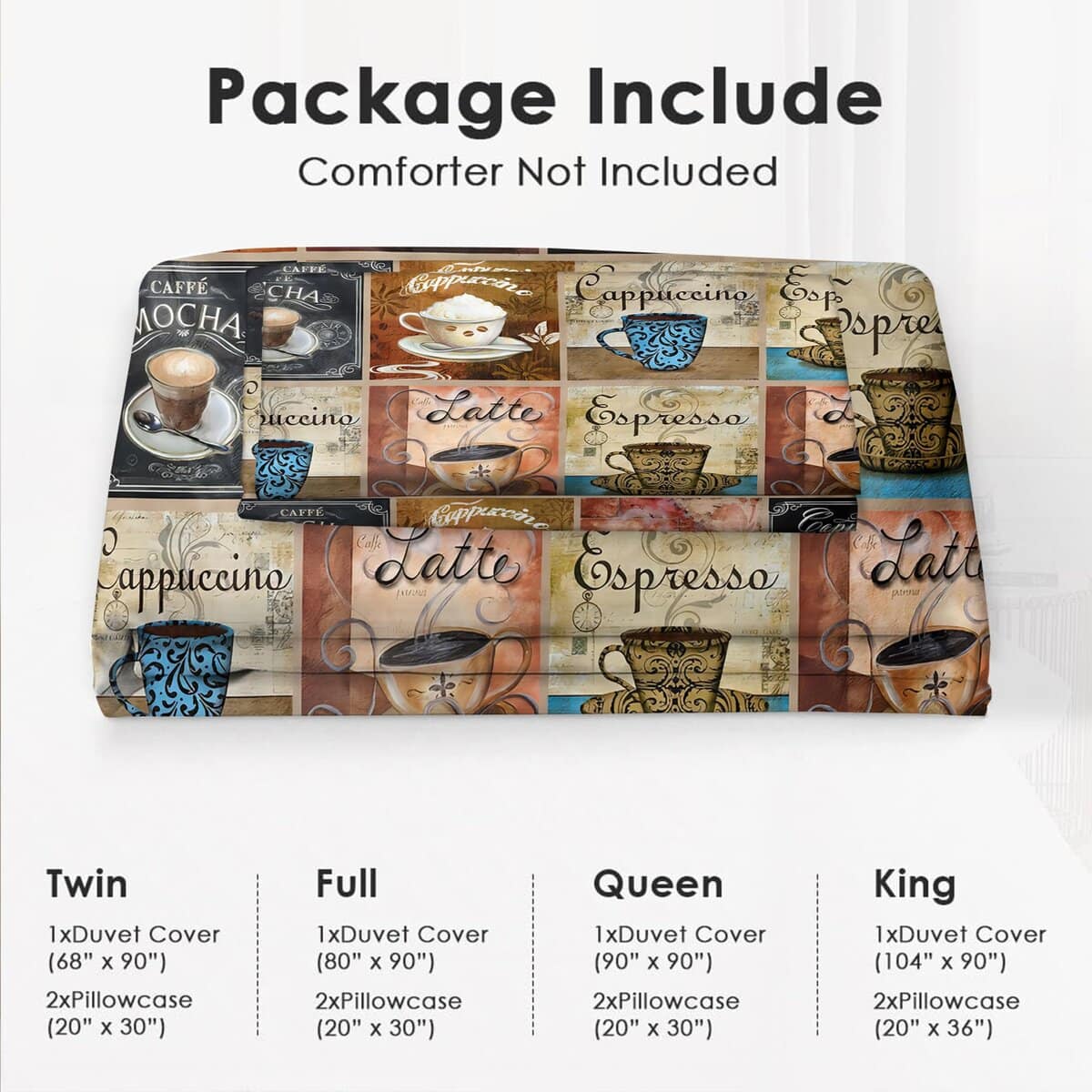 juego de ropa de cama de café Duvet Cover para twin full - Imagen 7