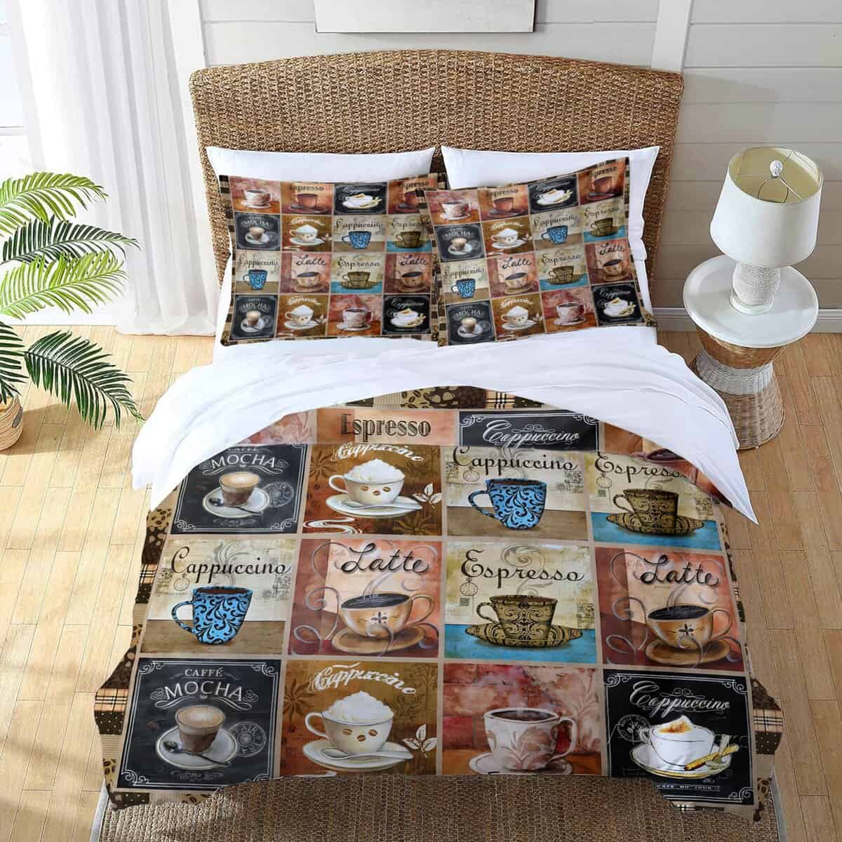 juego de ropa de cama de café Duvet Cover para twin full - Imagen 4