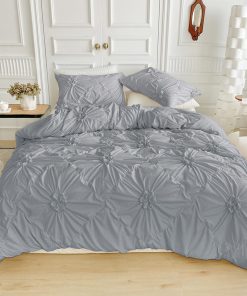 Juego de Funda de Edredón con Flores Grises en Tamaño