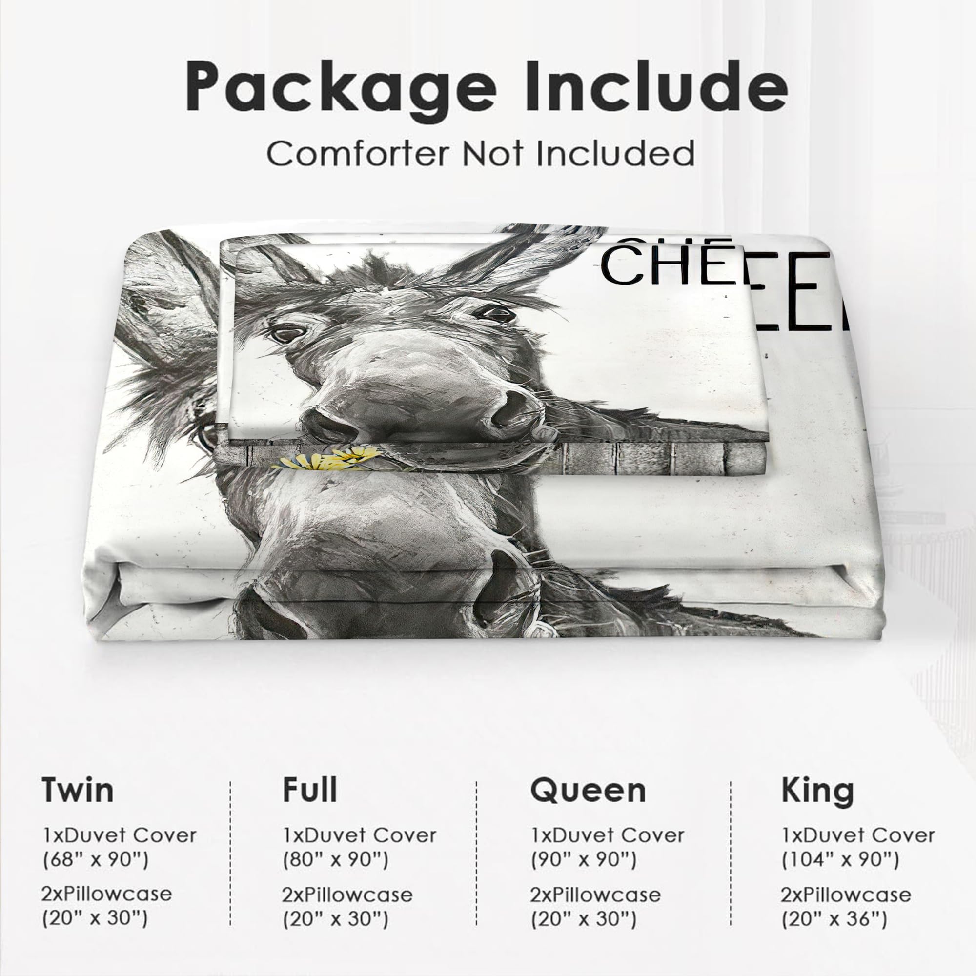 Set de Ropa de Cama Divertido Burro Fundas de Edredón Juego - Imagen 7