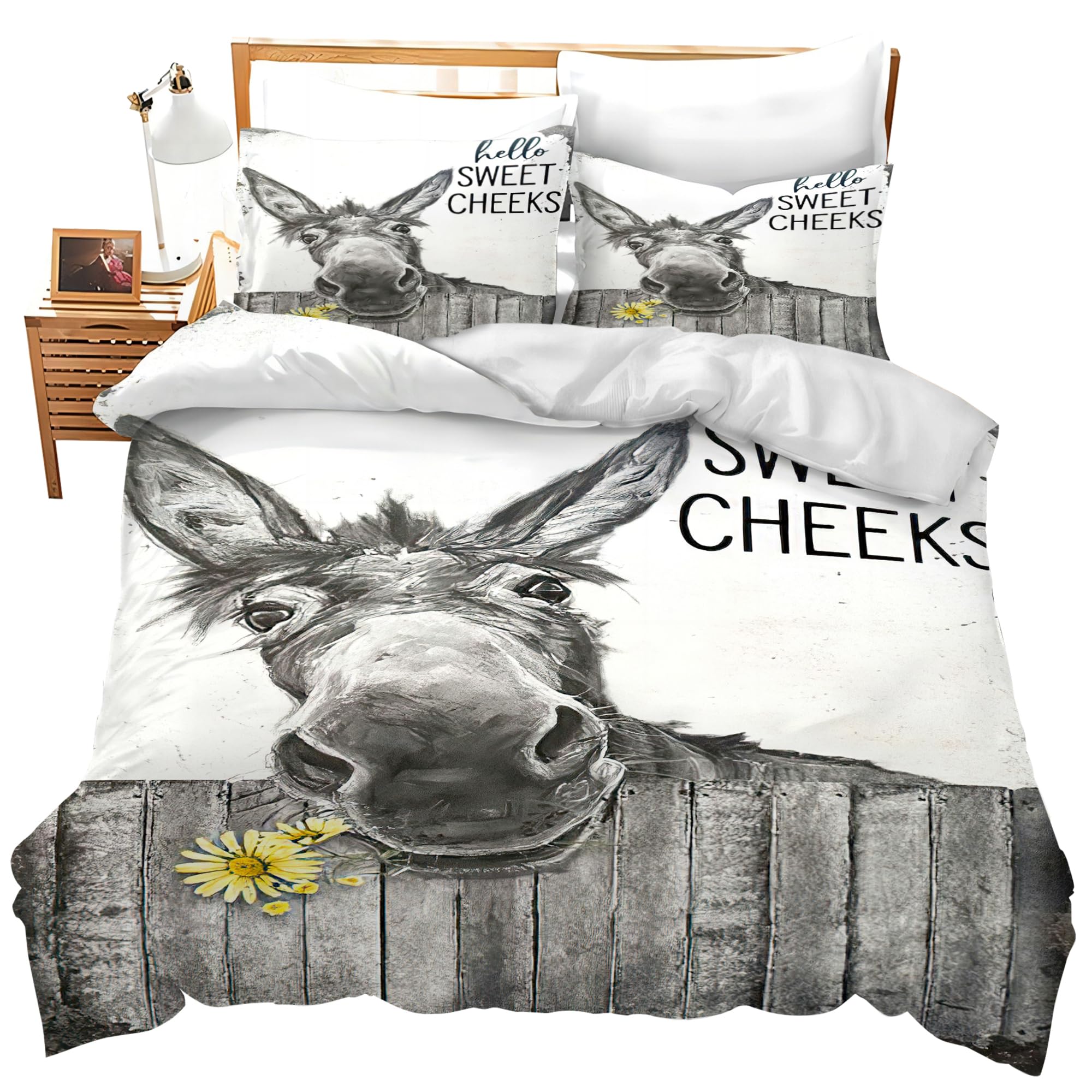 Set de Ropa de Cama Divertido Burro Fundas de Edredón Juego