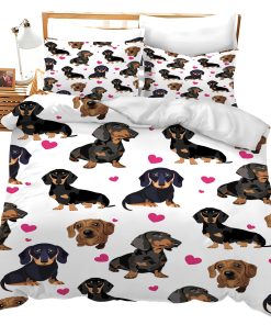 juego de cama lindo de perro salchicha Dachshund funda de