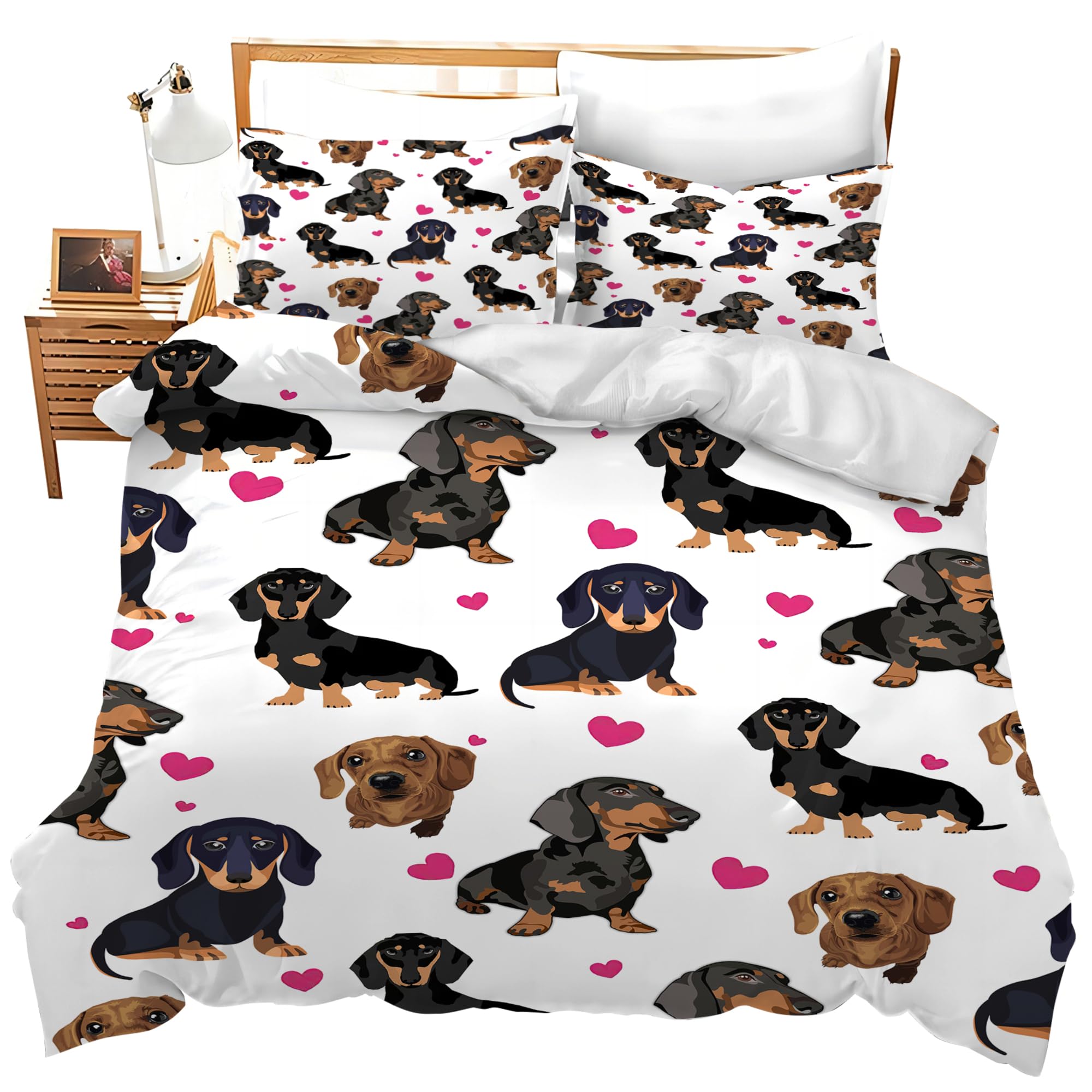 juego de cama lindo de perro salchicha Dachshund funda de