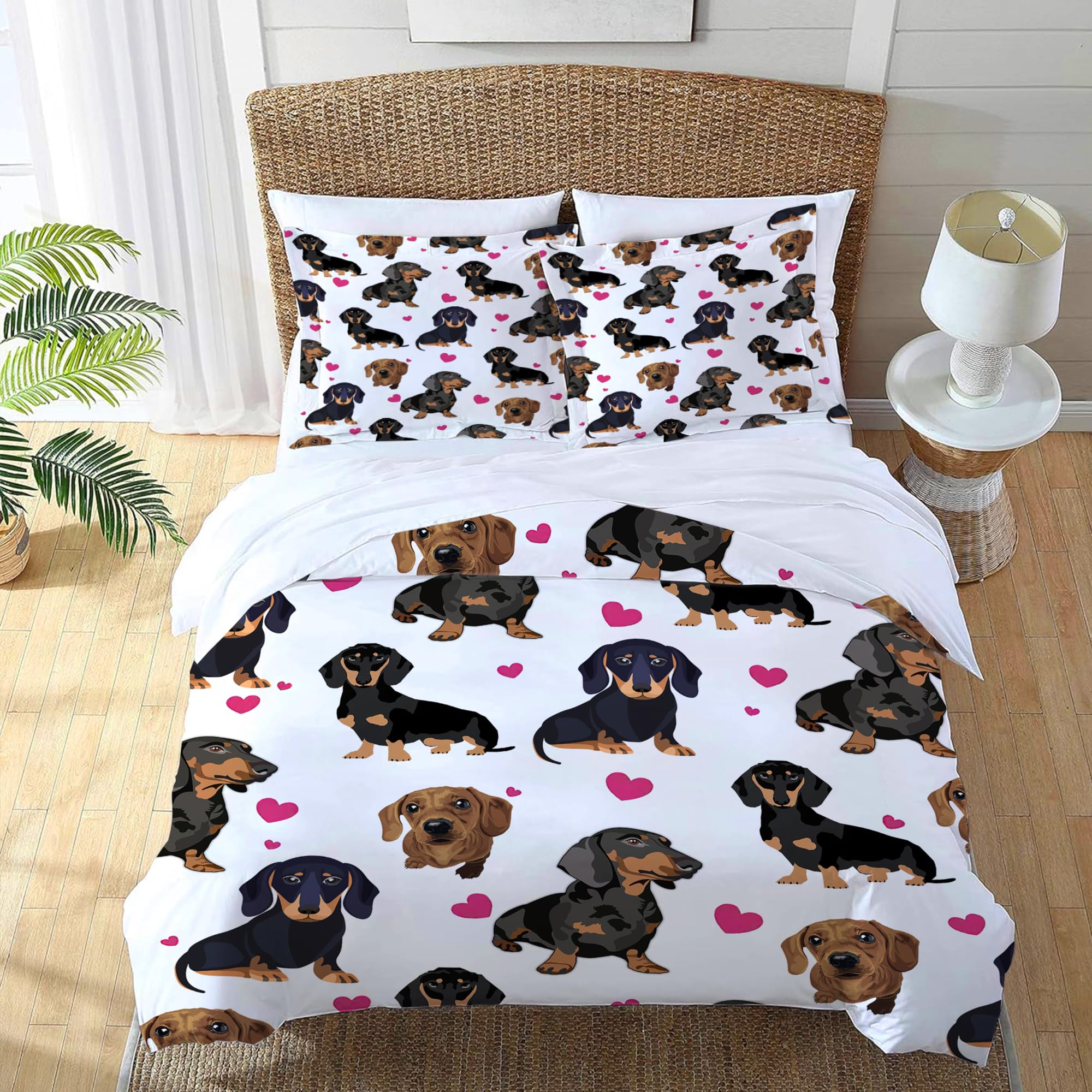 juego de cama lindo de perro salchicha Dachshund funda de - Imagen 4