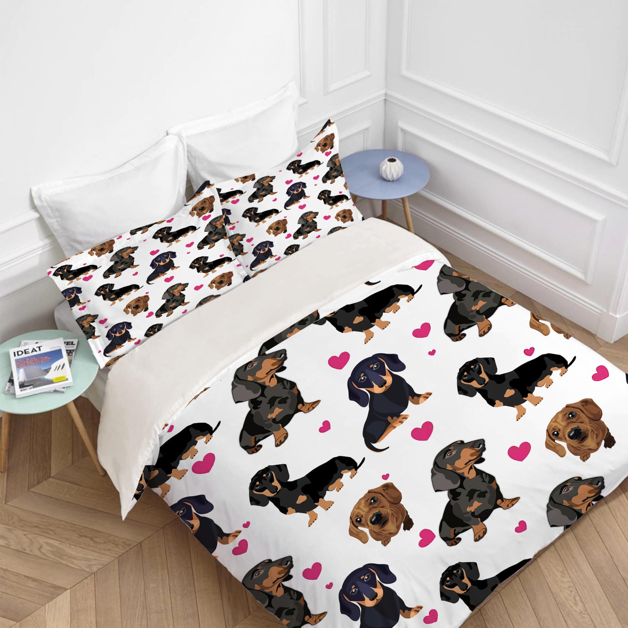 juego de cama lindo de perro salchicha Dachshund funda de - Imagen 3