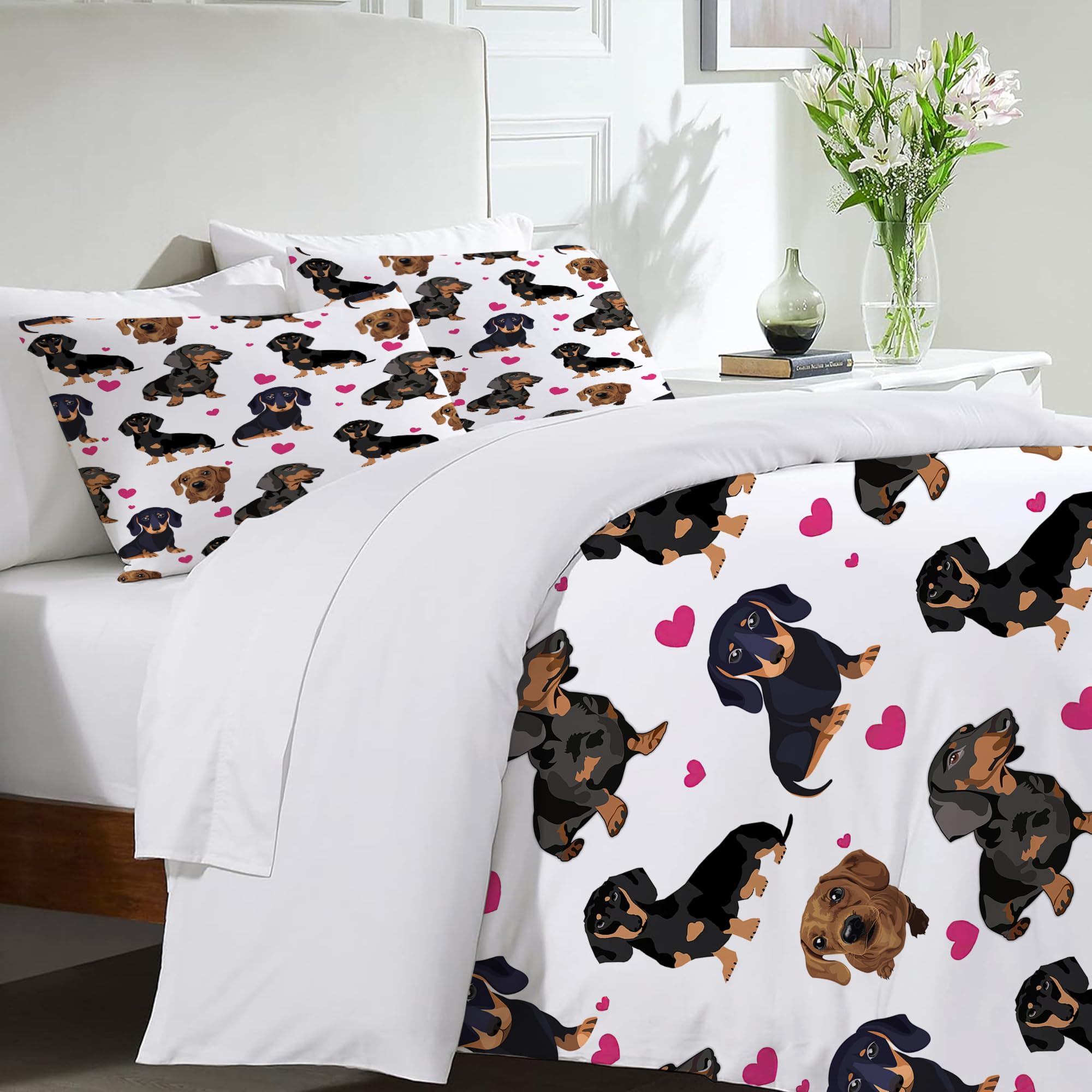 juego de cama lindo de perro salchicha Dachshund funda de - Imagen 5