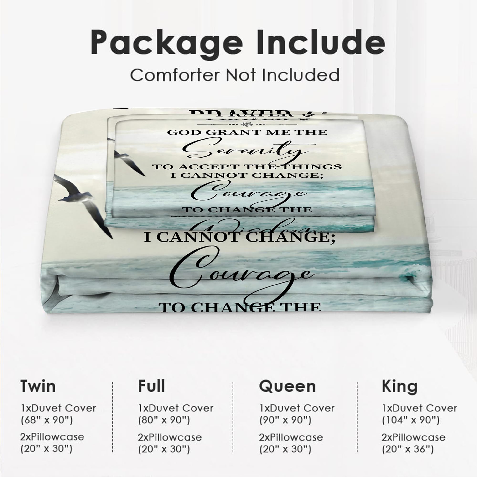 Set de Ropa de Cama Oración de la Serenidad Océano Marino - Imagen 7