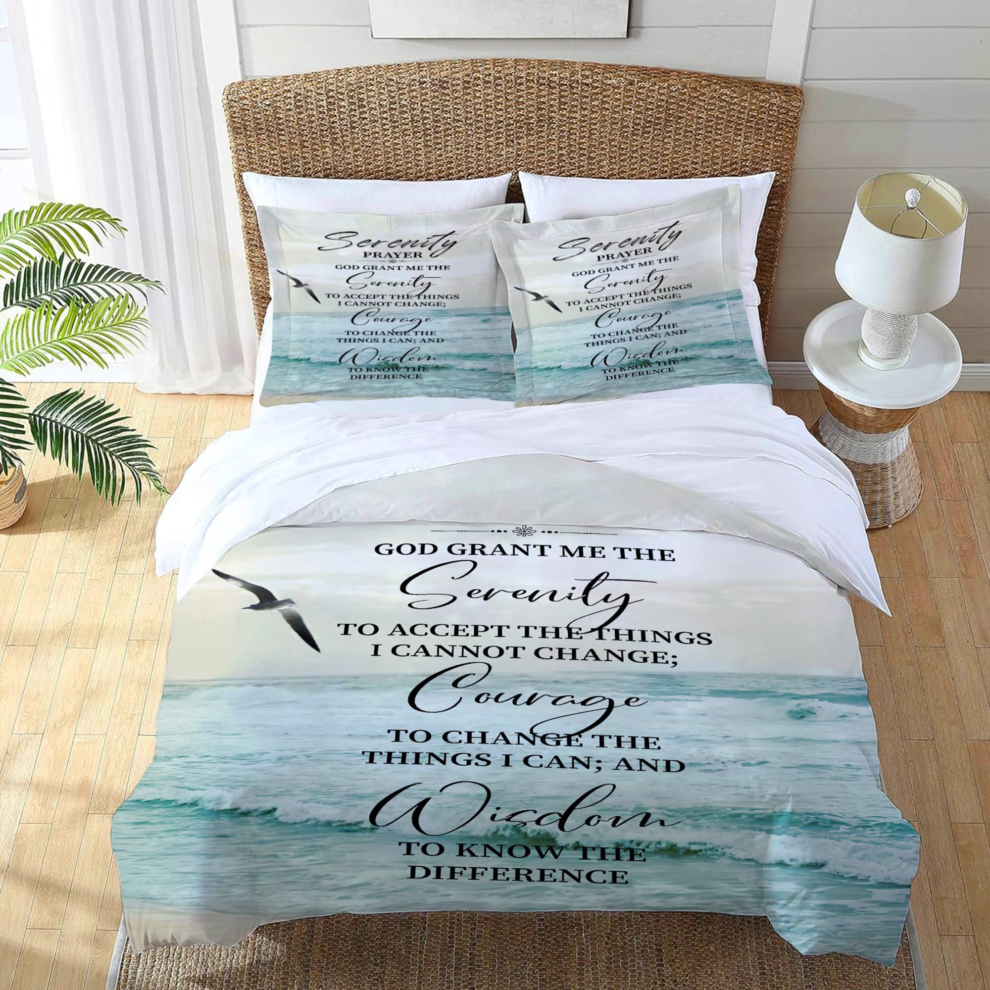 Set de Ropa de Cama Oración de la Serenidad Océano Marino - Imagen 4