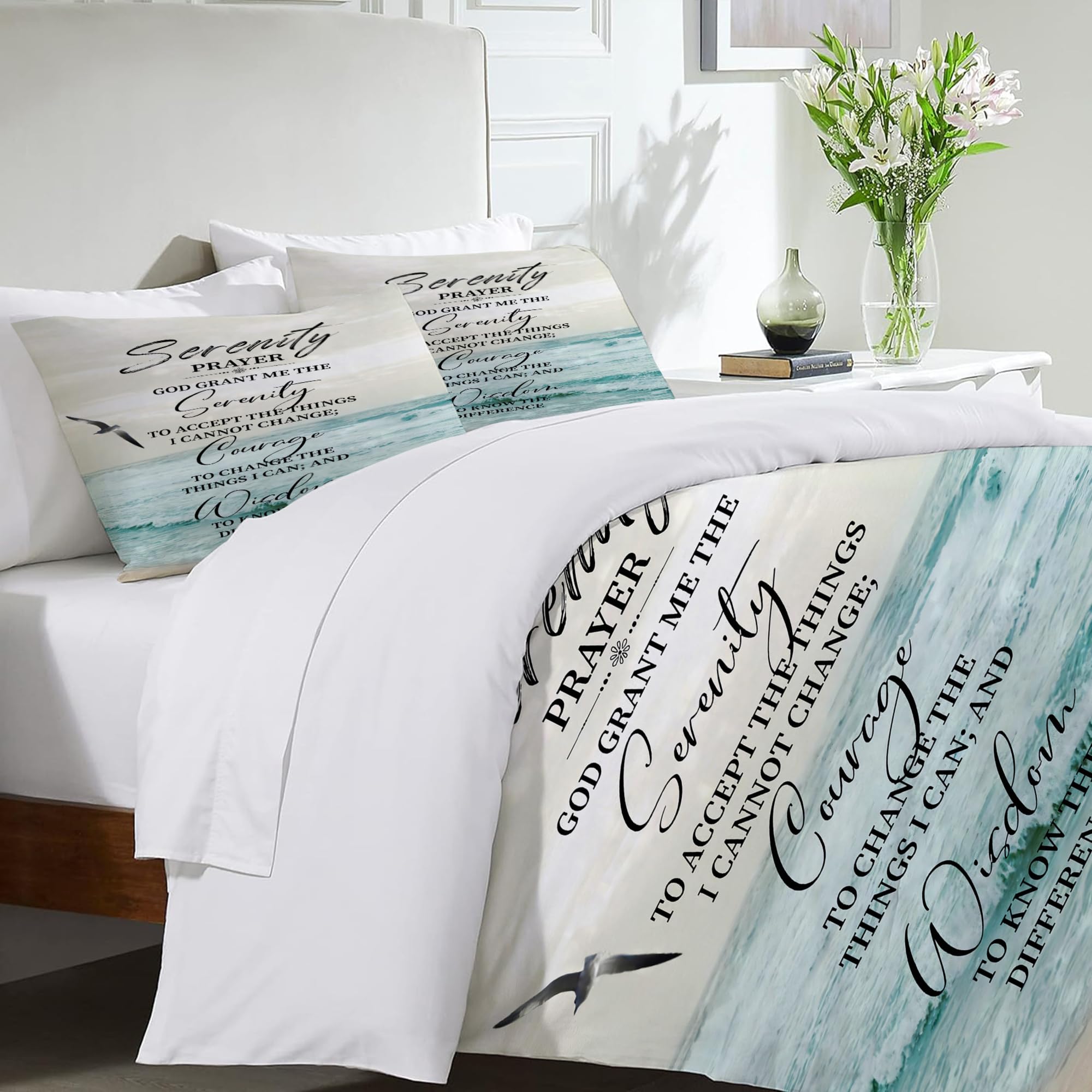 Set de Ropa de Cama Oración de la Serenidad Océano Marino - Imagen 5