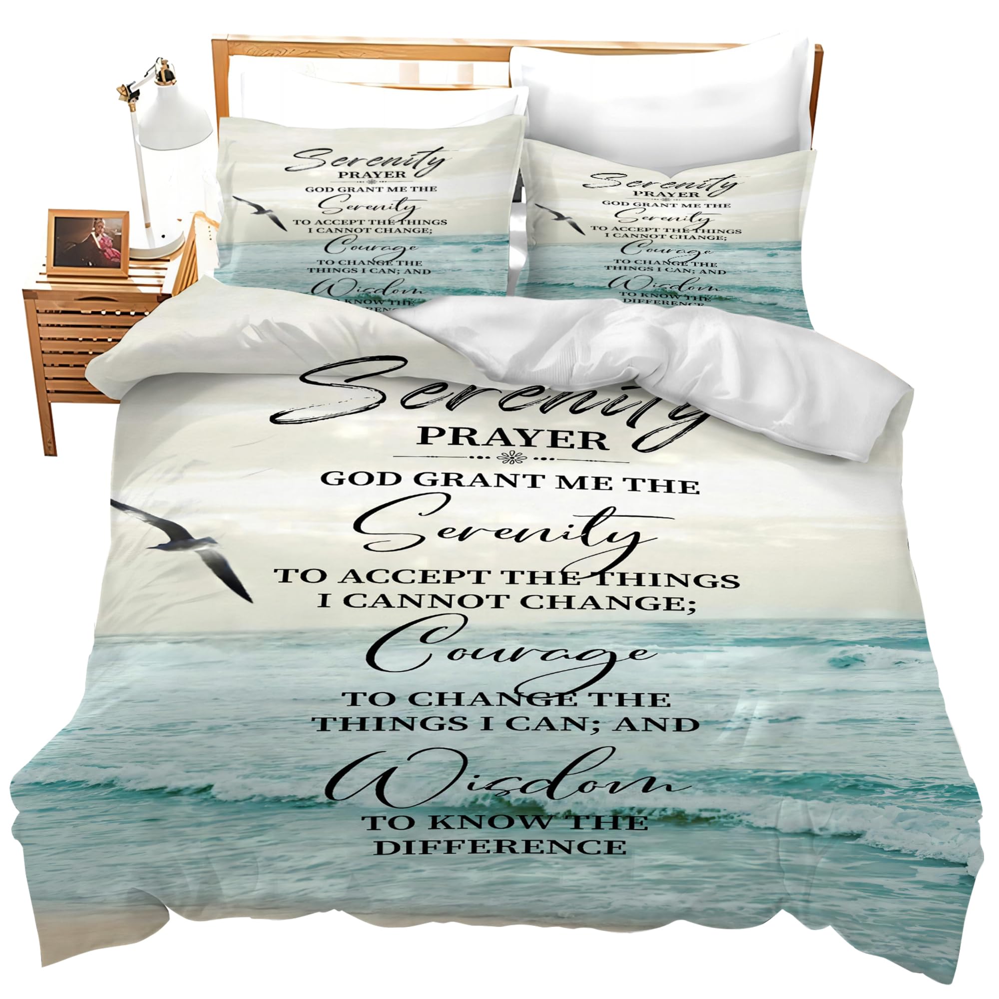 Set de Ropa de Cama Oración de la Serenidad Océano Marino