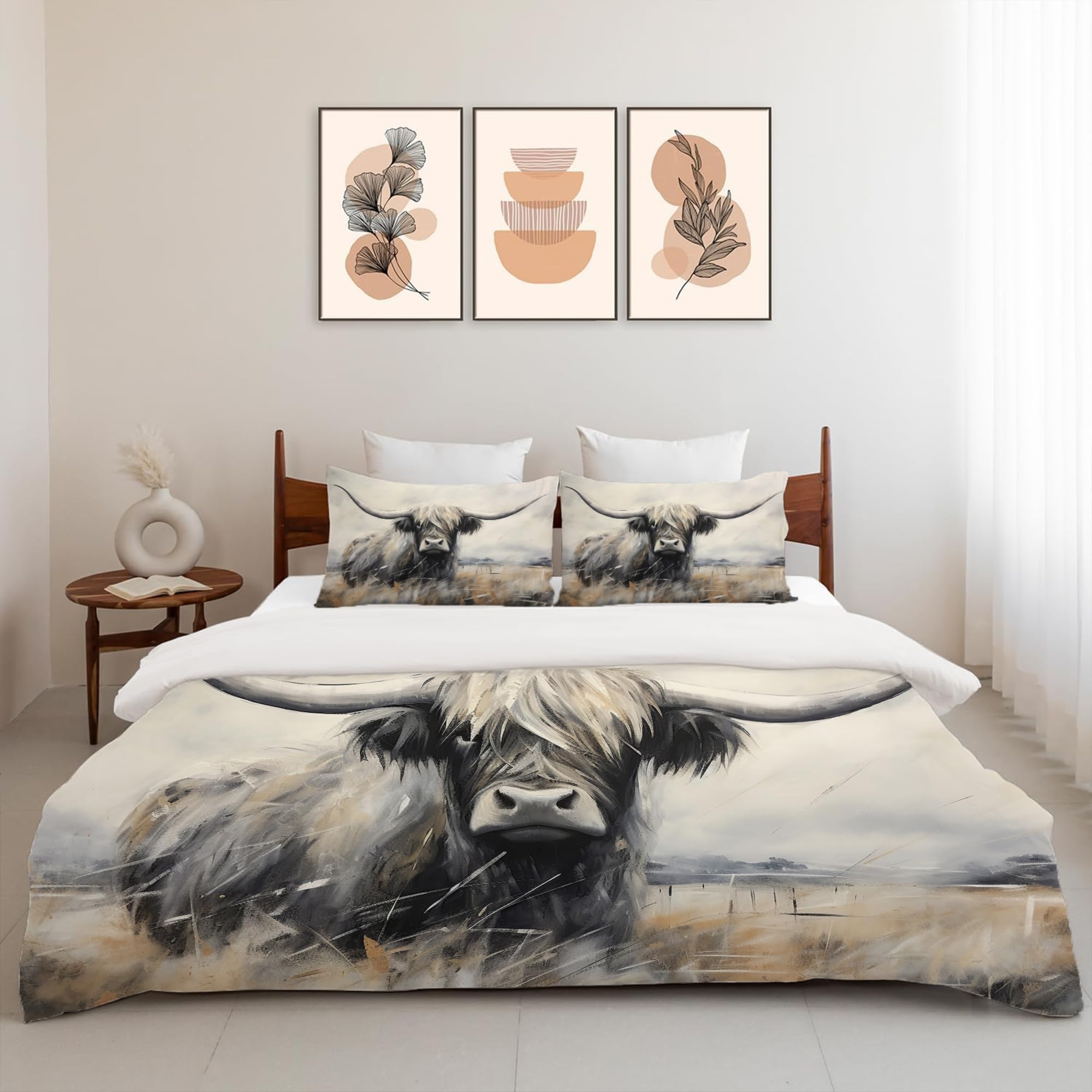 Set de Ropa de Cama Highland Cow Cow Cubierta de Edredón - Imagen 6