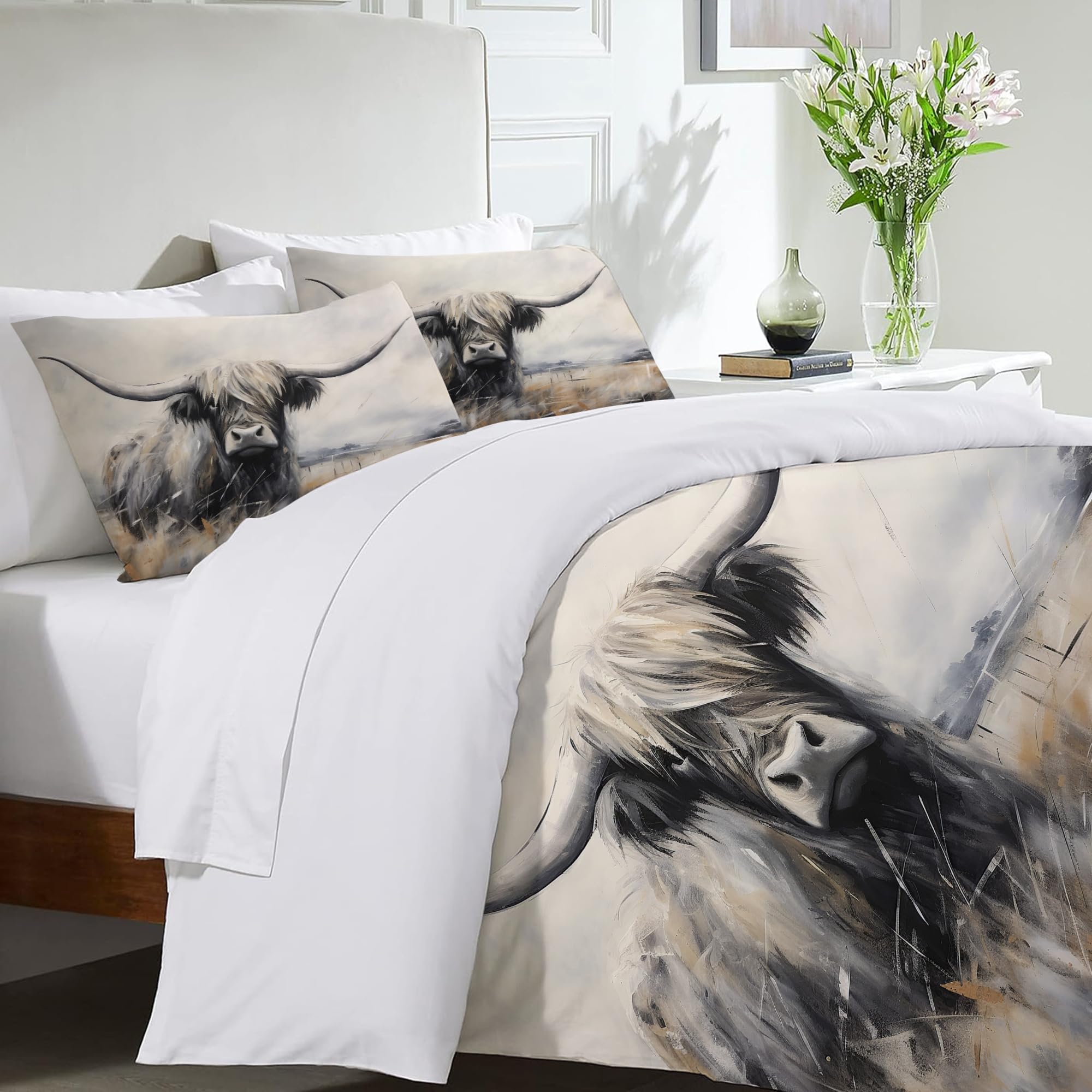Set de Ropa de Cama Highland Cow Cow Cubierta de Edredón - Imagen 5