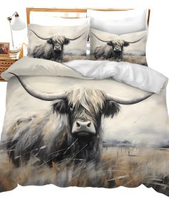 Set de Ropa de Cama Highland Cow Cow Cubierta de Edredón
