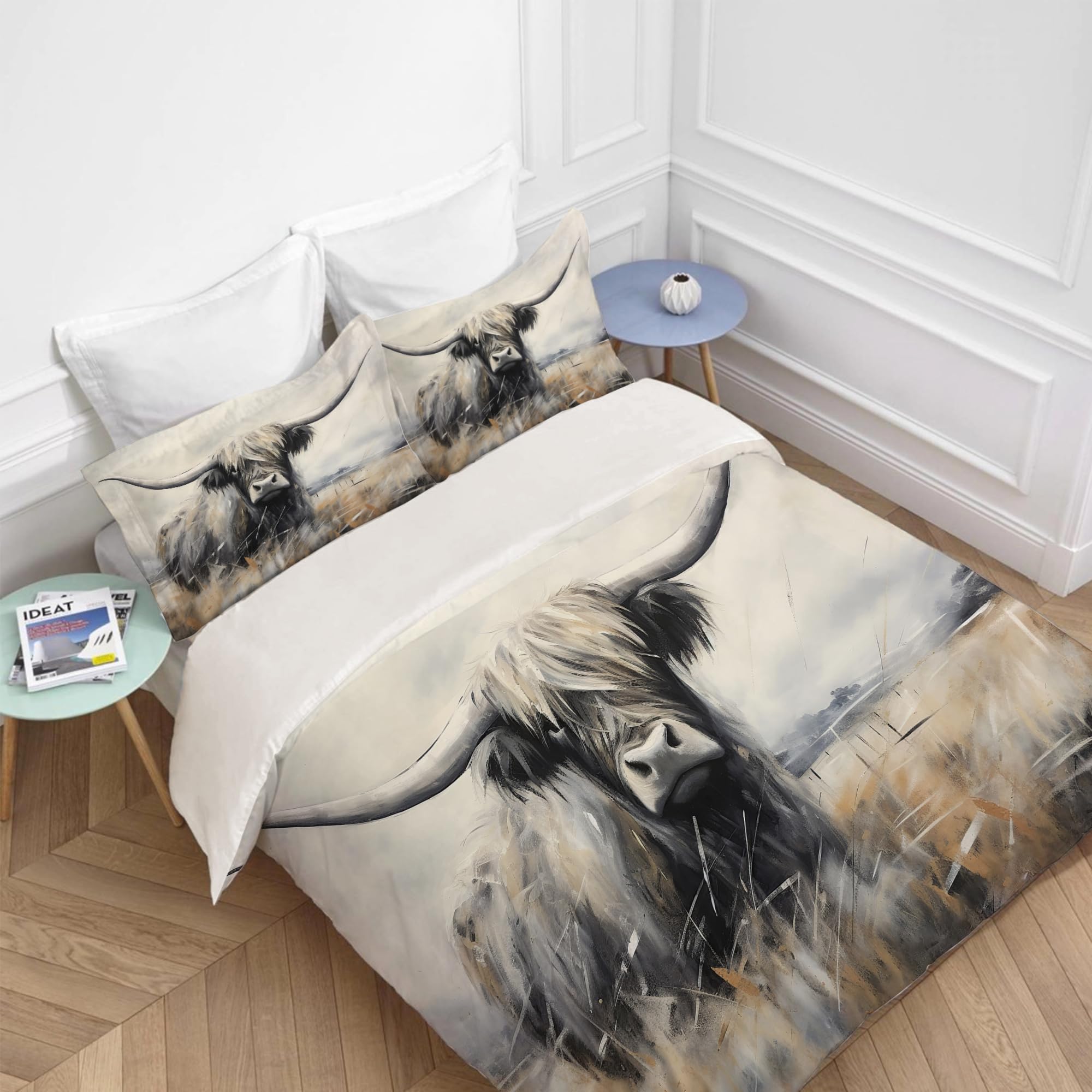 Set de Ropa de Cama Highland Cow Cow Cubierta de Edredón - Imagen 3