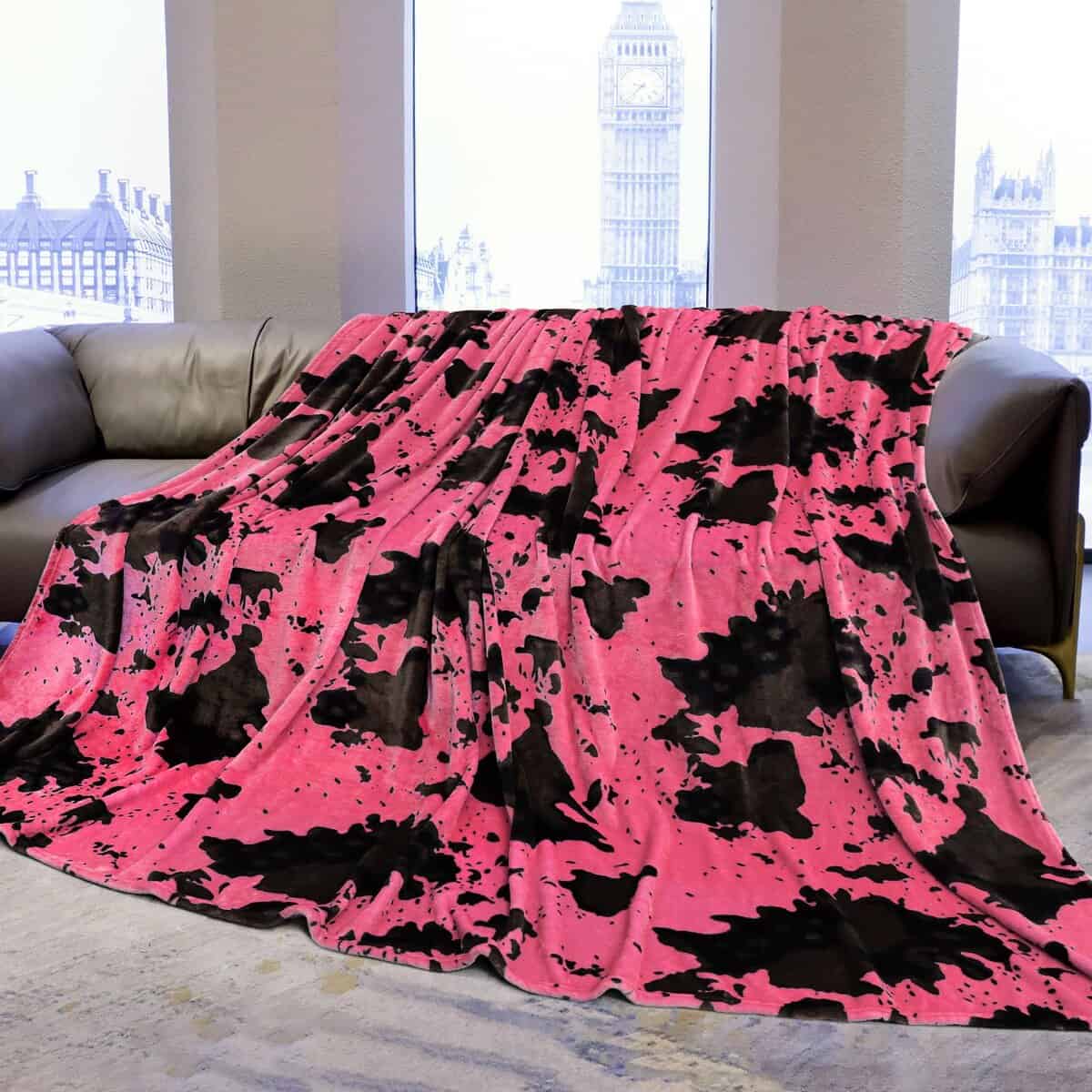 Manta liviana de tamaño Queen rosa suave para todas las