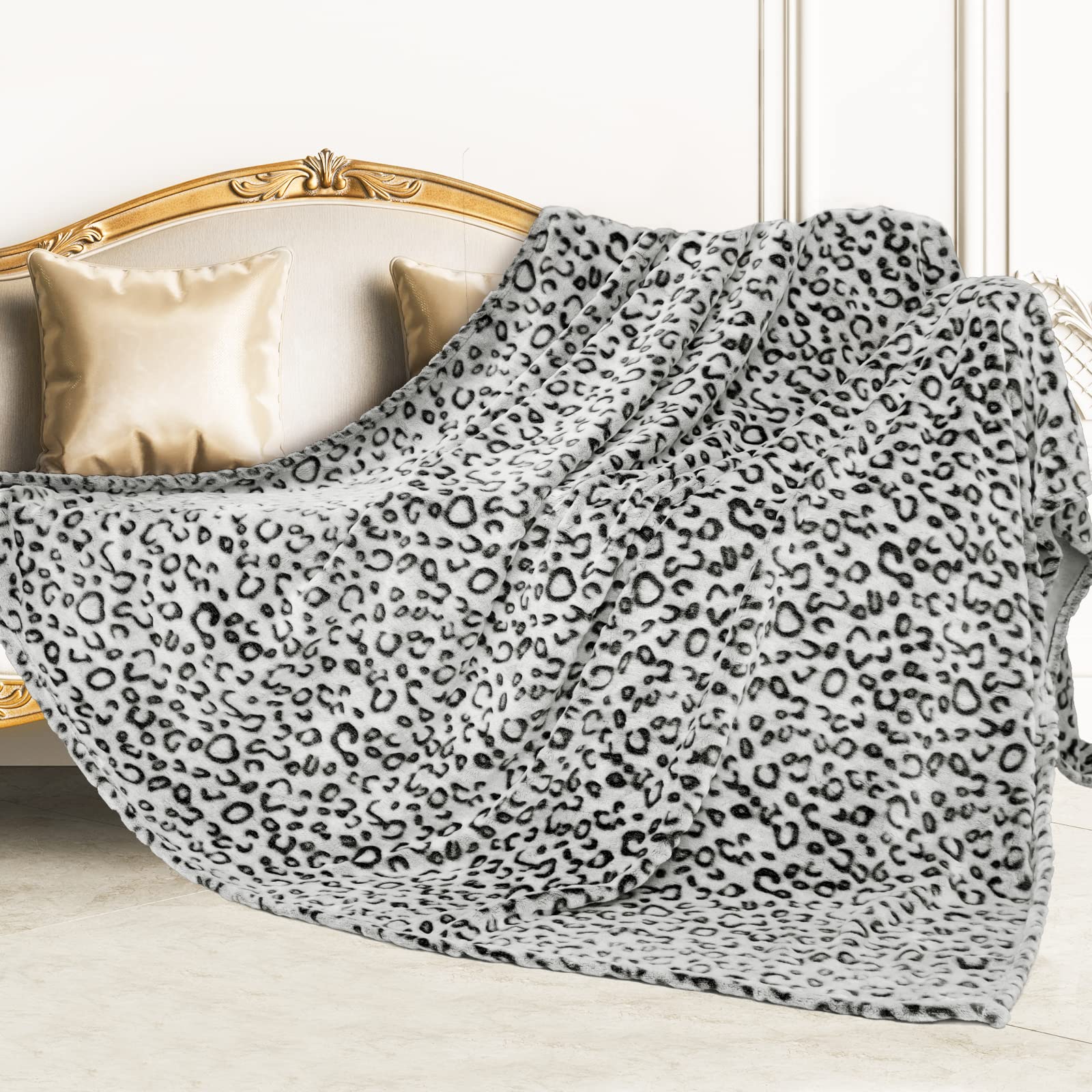 Manta de Leopardo de Tamaño Queen Gris Oscuro Manta Suave - Imagen 4