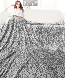 Manta de Leopardo de Tamaño Queen Gris Oscuro Manta Suave