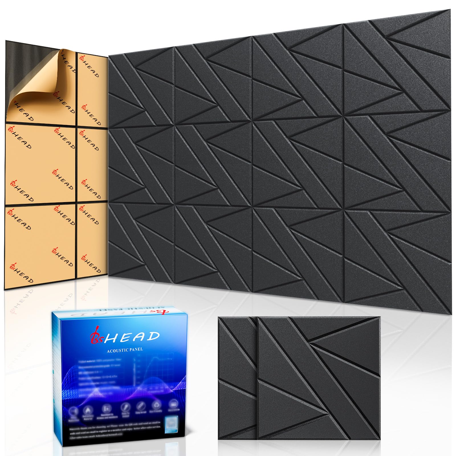 Paquete de 8 Paneles de Pared Insonorizantes Autoadhesivos,
