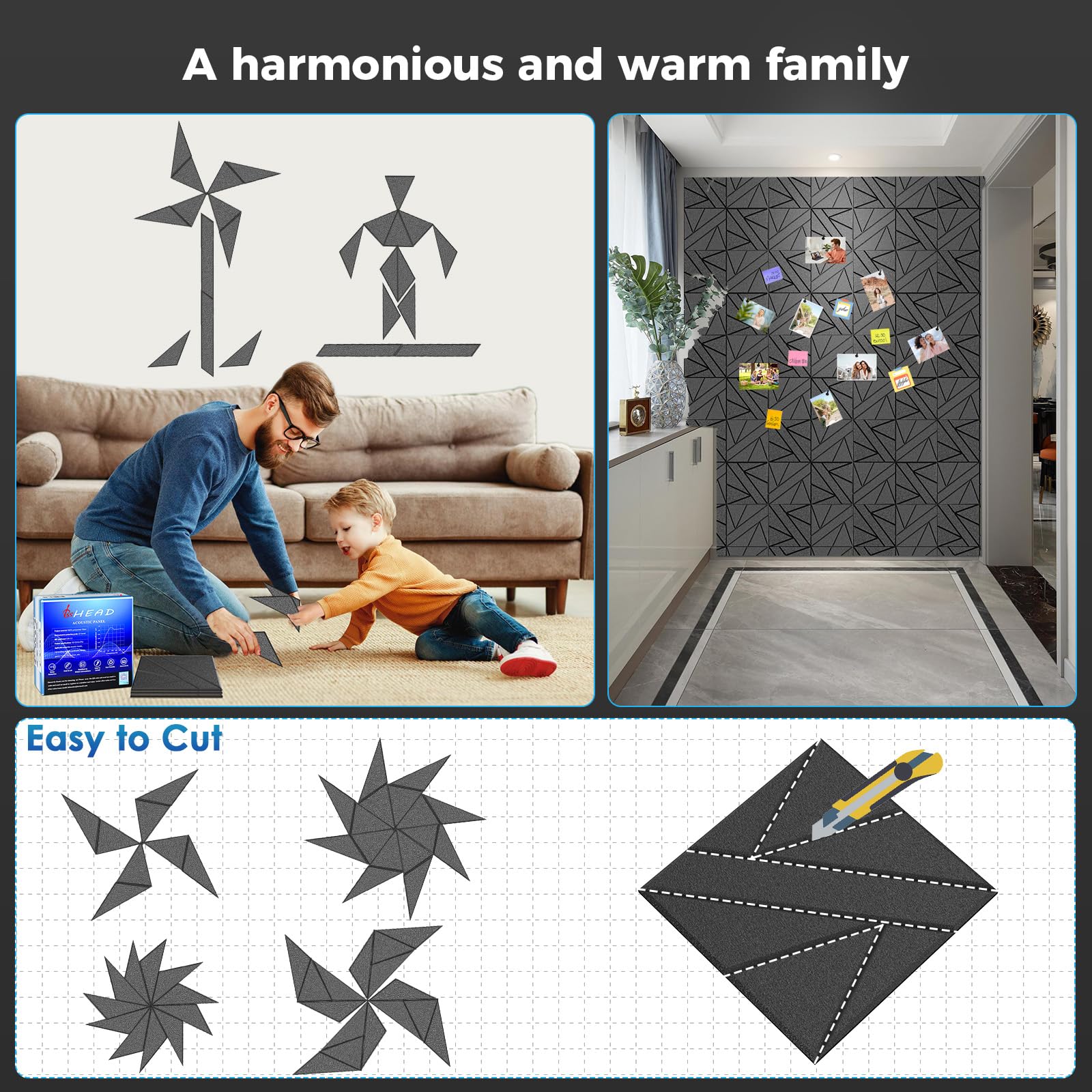 Paquete de 8 Paneles de Pared Insonorizantes Autoadhesivos, - Imagen 5