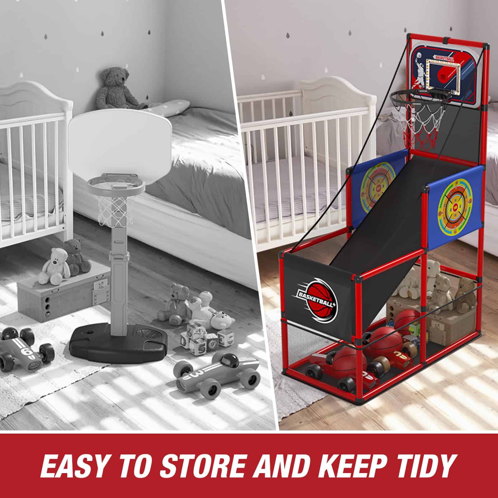 Juego de Arcade de Baloncesto 2 en 1 HYES con 2 Tableros de - Imagen 7