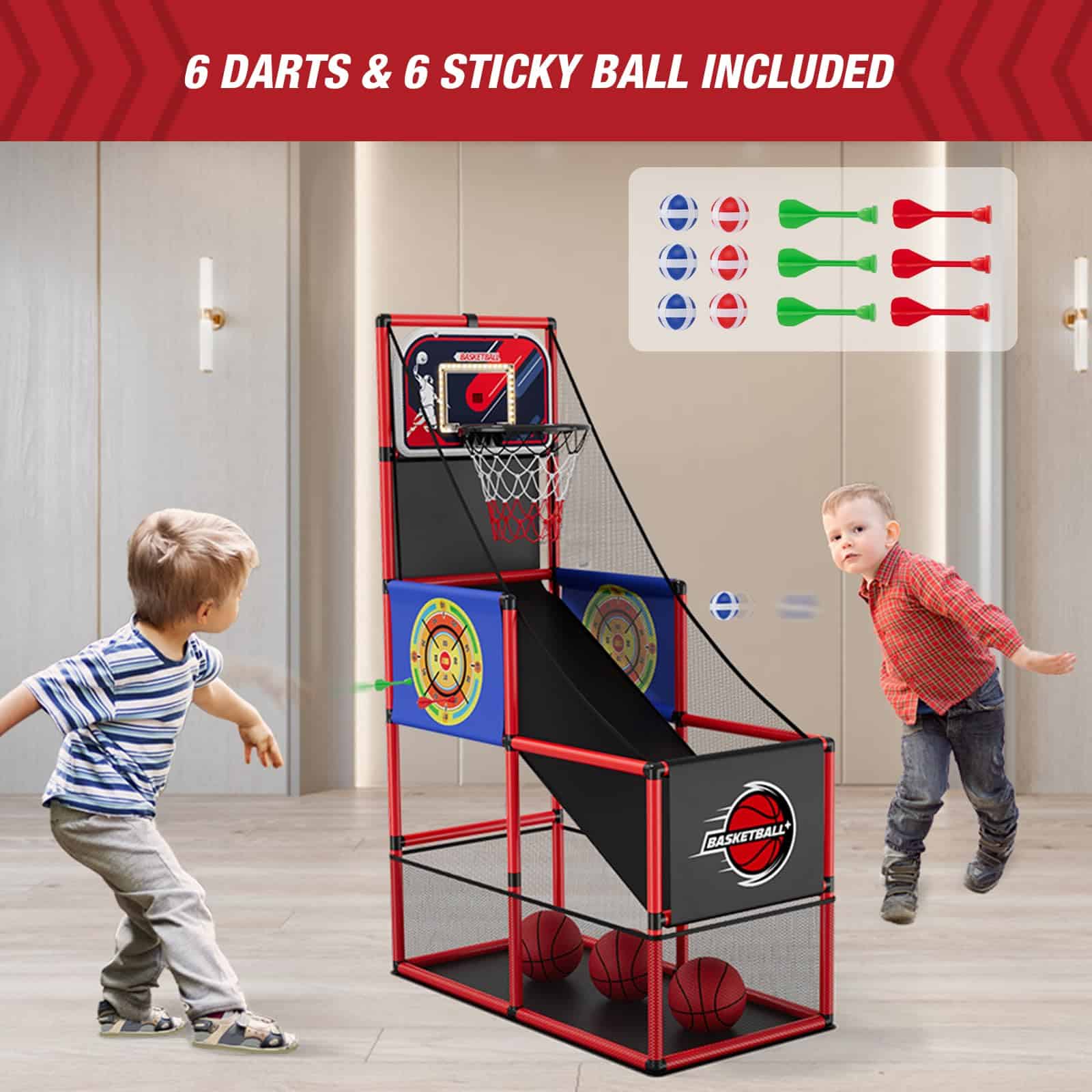 Juego de Arcade de Baloncesto 2 en 1 HYES con 2 Tableros de - Imagen 5