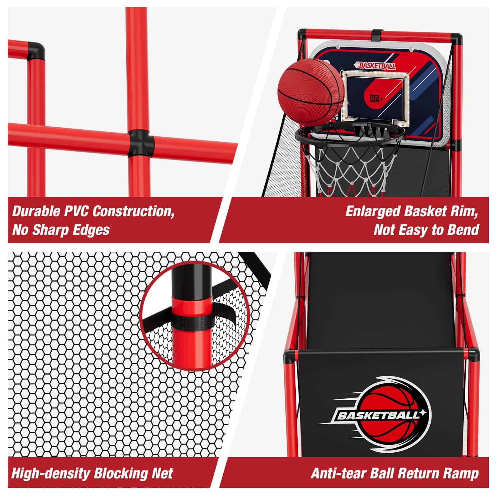 Juego de Arcade de Baloncesto 2 en 1 HYES con 2 Tableros de - Imagen 8