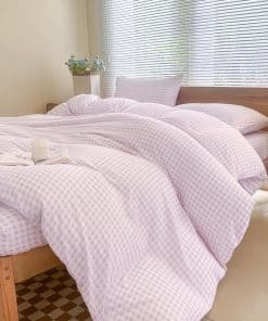 Juego de funda nórdica de cuadros rosa NSNLGSGC para cama