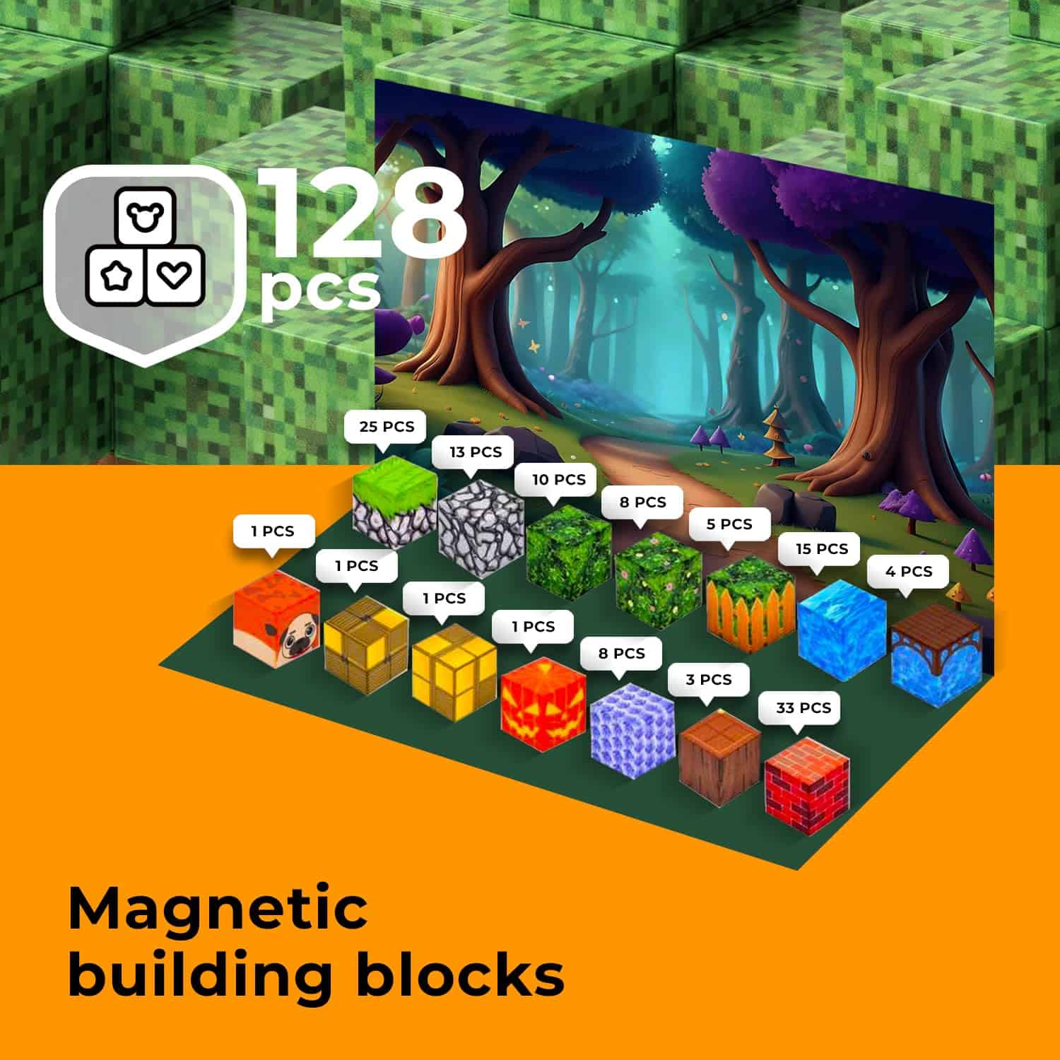 128 PCS Bloques Magnéticos - Juego de Construcción Mine - Imagen 5