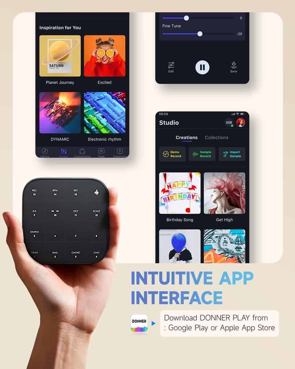 Controlador MIDI Bluetooth Donner MEDO, Groovebox Portátil - Imagen 7