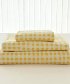 Juego de Sábanas Completo NSNLGSGC Amarillo Gingham, Suave