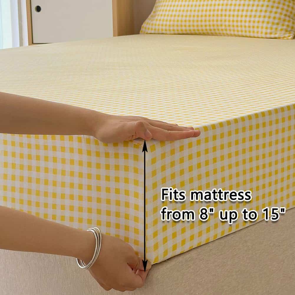 Juego de Sábanas Completo NSNLGSGC Amarillo Gingham, Suave - Imagen 7