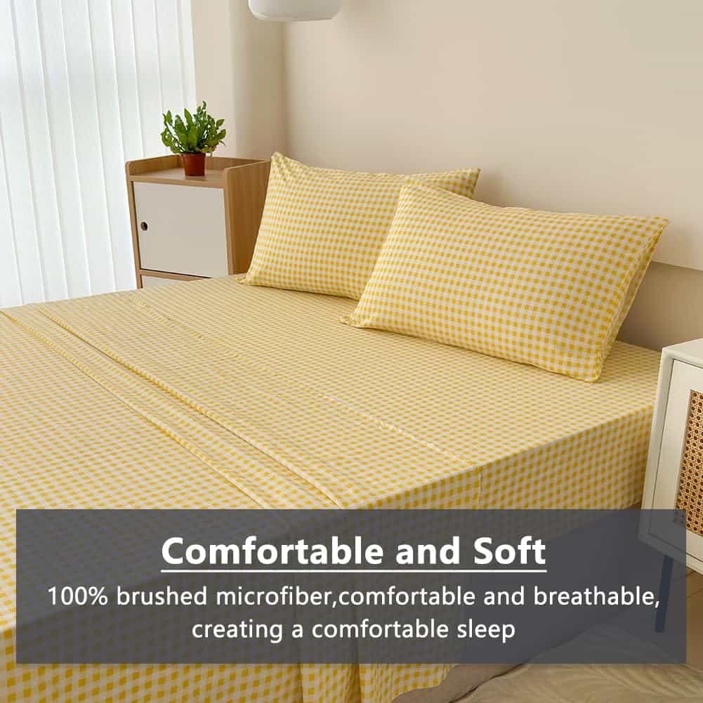 Juego de Sábanas Completo NSNLGSGC Amarillo Gingham, Suave - Imagen 5