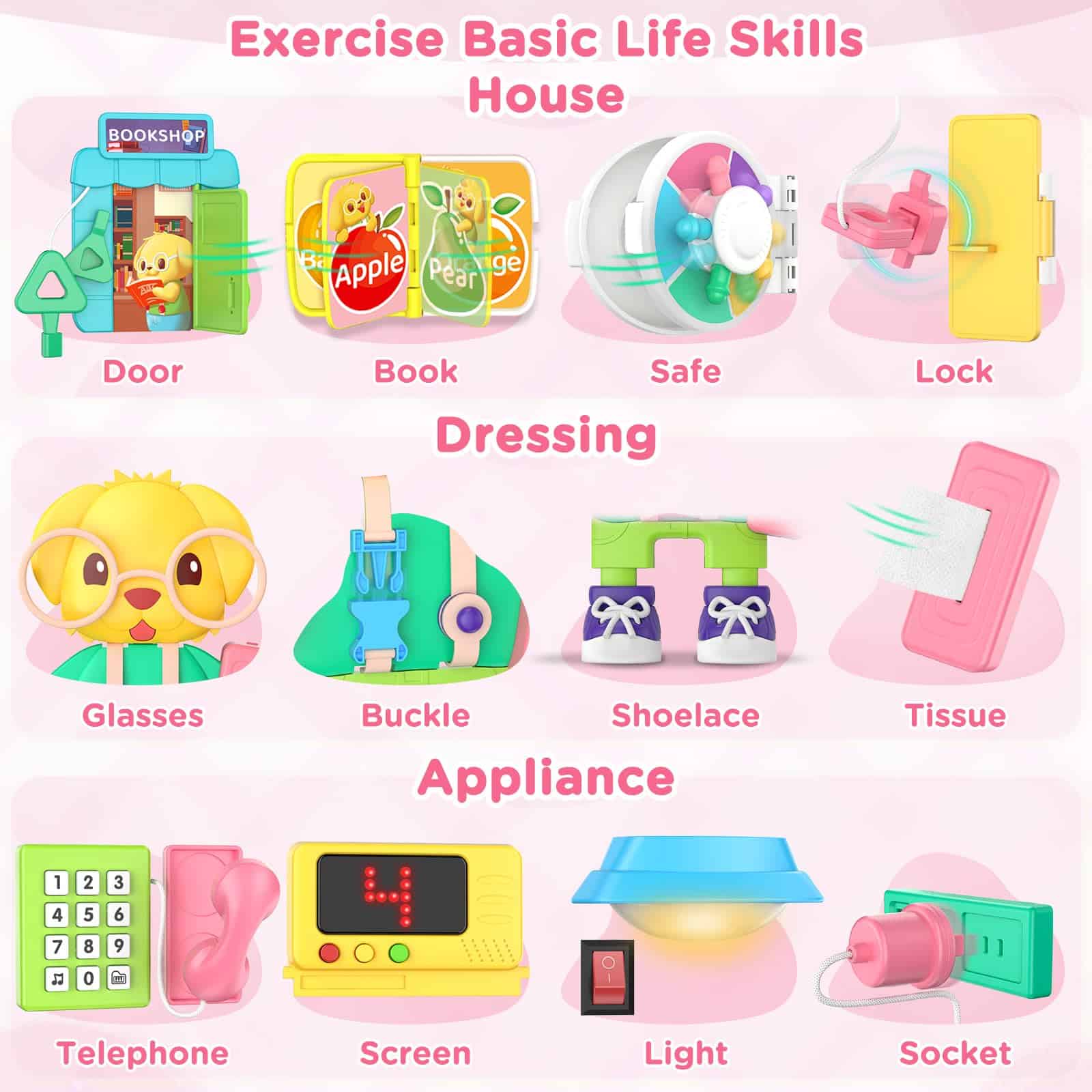 Juguetes Montessori para niña de 1+ año, Tablero de - Imagen 4