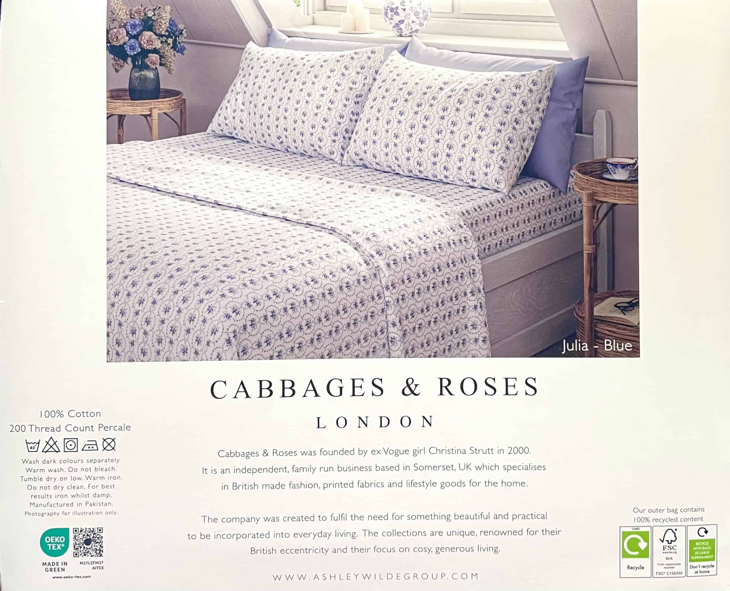 Juego de Sábanas Cabbages & Roses of London de Lujo 100% - Imagen 4