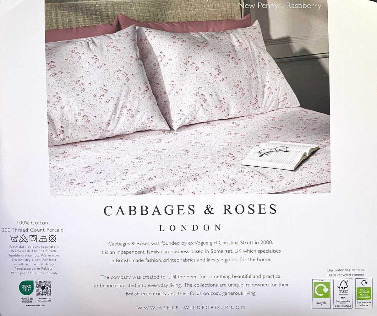 Juego de sábanas de lujo 100% algodón percal Cabbages & - Imagen 4