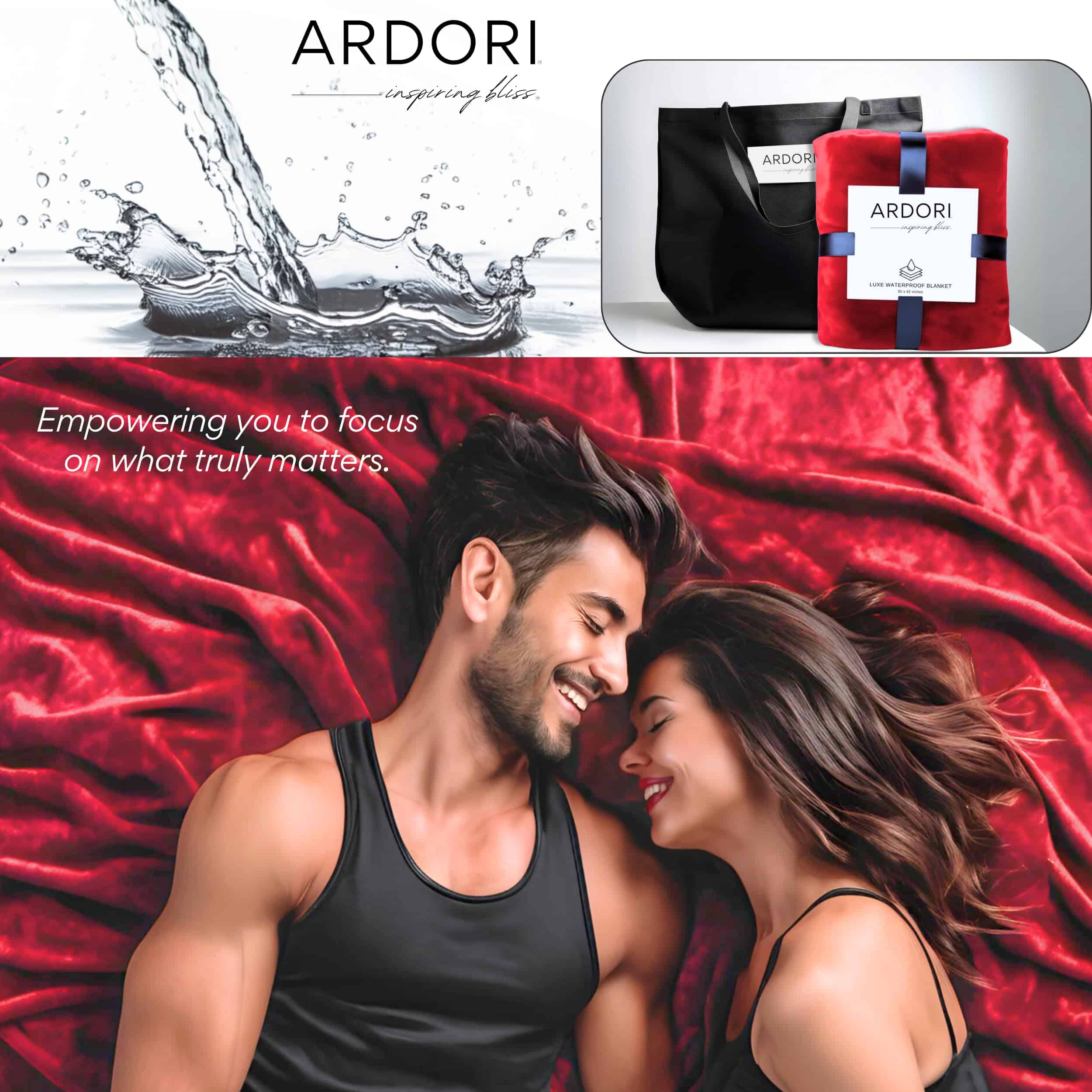 Manta Impermeable para la Cama de Intimidad (Rojo y Negro, - Imagen 4