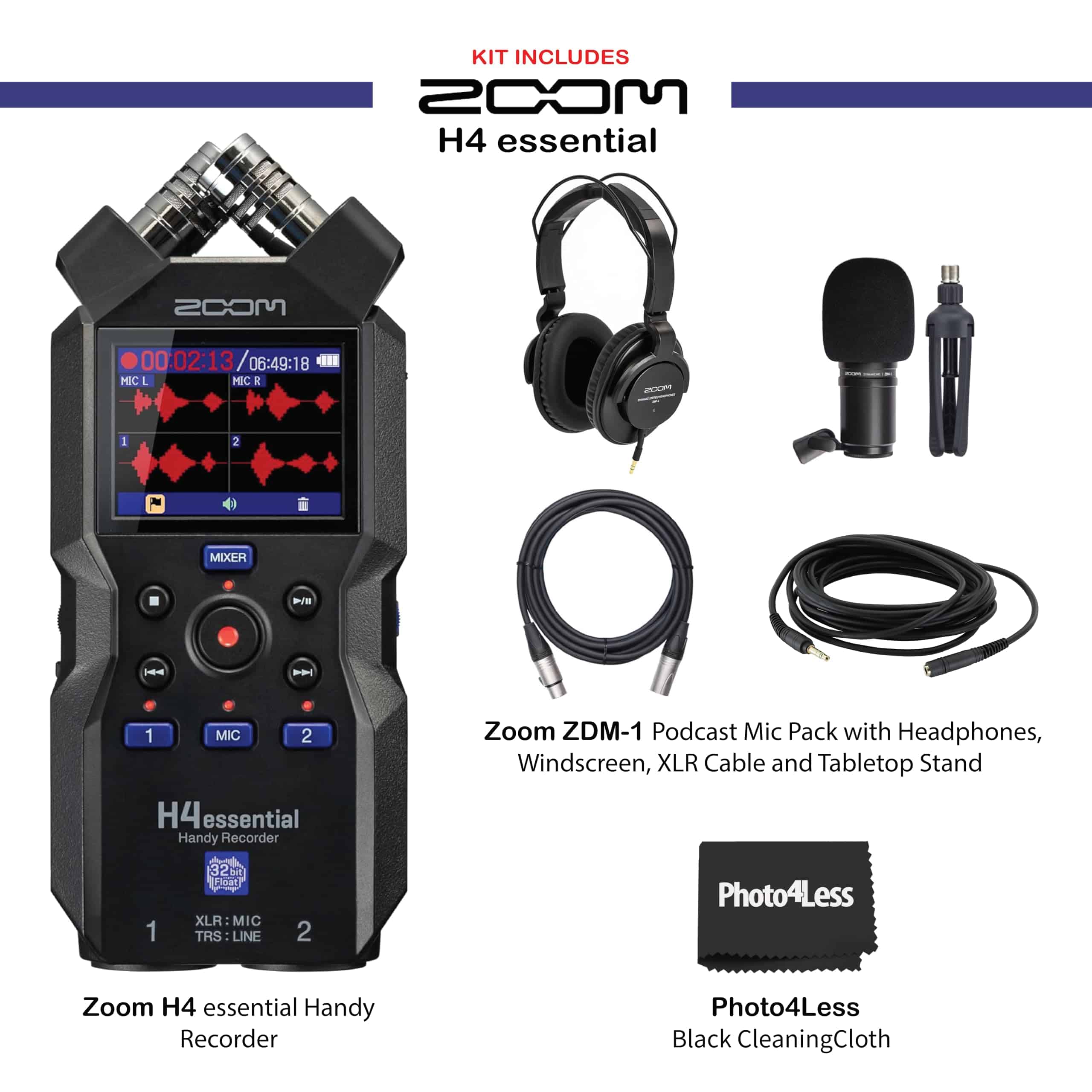 Grabadora portátil Zoom H4esencial de 4 pistas con 32 bits, - Imagen 3